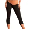 Pantalones de mujer Verano Slim Fit Leche Seda Pantalón recortado Fitness Jogger Cintura baja Ciclismo al aire libre Longitud de la pantorrilla Espalda Entrepierna Fruncido Deportes