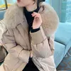 Piumino da donna Parka invernale Piumino d'anatra bianco Piumino da donna Collo in pelliccia grande Cappotto coreano medio lungo alla moda 221208
