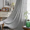 Gardinfönsterbehandlingar Halvblindfönstergardiner Jacquard Tassels Sheer Curtain Home Decor 221208