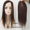 15x16cm Silk Top Skin Base European Hair Topper Women Toupee Chinese Human Hairpiece With 4 Clips in Natural Scalp Top Overlay Free Parting Brown Black