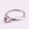 925 Sterling Srebrna brzoskwini Blossom Flower Bud Pierścień z różowym CZ Fit Pandora Biżuteria zaręczynowe miłośnicy ślubu Pierścień mody dla kobiet