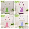 Other Event Party Supplies Rabbit Printed Easter Bucket Canvas Cotton Plush Bunny Handheld Basket Kids Hunt Egg Candy Storage Vtky Dhx74