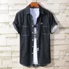 Men's Casual Shirts Male Business Thin Denim Shirt Classical Fashion All-Match Cowboy Short Sleeve Jacket 2022 Summer Men'S Cotton Top