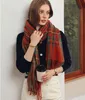 5 pièces hiver femme laine filature écharpe dames double face multicolore vichy carreaux foulard homme 70X180 cm écharpes femme châle épaissi chaud frange cou