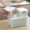 Storage Bottles 1.9L Food Container Clear Fresh Vegetable Box With Strainer Stackable Fruits Salad Organizer Fridge Kitchen Tool