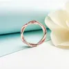Rose Gold Twisted Lines RING with Original Box for Pandora 925 Sterling Silver Jewelry CZ Diamond Wedding Gift Rings For Women Girls Factory wholesale