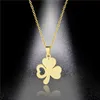 Pendant Necklaces simple titanium four-leaf clover female 304L stainls steel Lucky grass pendant necklace