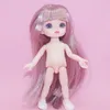 Dockor 16cm BJD 13 MOVERABLE FOURTED Söt Big Eyeball Little Boy Girl Head Doll with Shoes For Girls Toys Naken Body Fashion Gift 221208