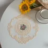 Mesa de tela bordado bordado decorativo accesorios de cocina accesorios de cocina retro flor flor becina blanca