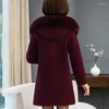 Women's Wool Mink Velvet Parka Coat Women's Fashion Size 66XL And Elderly Coats Women Autumn Winter Woolen Hooded Overcoat