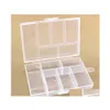 Scatole portaoggetti Contenitori vuoti Scatola trasparente in plastica a 6 scomparti per gioielli Contenitore per nail art Articoli vari Organizer Sn1293 Drop Delivery Ho Dhpsd