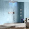 Ванная комната, 4 функции, потолочный термостатический светодиодный смеситель для душа, набор 16-дюймовый комплект Rain Misty со светодиодным цифровым дисплеем