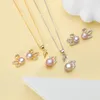 Halskette Ohrringe Set Natürliche Süßwasser Perle Sets Schmuck Für Frauen Gold Auf Den Hals Anhänger Ohrring Hochzeit Party Geschenk