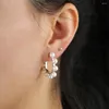 Hoop Earrings Pearl Beaded Geometric Circle Earring 925 Sterling Silver Girl Women Classic Fashion Jewelry