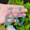 Boucles d'oreilles pendantes trois grâces luxueuses en zircone cubique vert clair pour femmes, bijoux de bal de mariage à la mode ER641