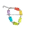 Charm Bracelets Rainbow Candy Bear Gummy Dangle Earrings For Women Cartoon Bears Pendant Necklaces Jewelry 227 D3 Drop Delivery Dhy5C