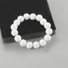 Strand Classic White Acrylic Round Bead charmarmband armband f￶r m￤n kvinnor handgjorda tillbeh￶r g￥va
