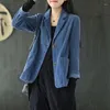 Abiti da donna Velluto a coste Solido Blazer da donna Estate Vintage 2022 Colletto rovesciato Tasca a maniche lunghe Addensare Capispalla femminile Cappotti Top