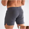 Herr shorts zip pocket män fitness gym som sommar kör kort manlig jogger träning strand varumärke sport 220406 droppleveranskläder mig dhifn