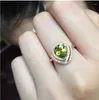 Cluster Rings Natural Peridot Ring Women 925 Sterling Silver Wholesale Fine Jewelry Gemstone 7 9mm