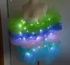Saia LED feminina Light Up Tutus Vestido de Baile 3 Camadas Ballet Dance Elastic Mesh Tule Saia Festa Rave de Natal Traje de Carnaval Decorações Neon