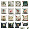 Pillow Hülle Kissen ER Home Modedekoration Wurfkissen Stoff Sofa Kissenbezug Chrismas Colorf Flachs Hochwertige Materialien Drop Dhemf