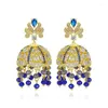 Baumelnde Ohrringe Jhumka Brautschmuck Goldfarbene Perlen Quaste Glöckchen Tropfen Ethno Gypsy Bollywood Jhumki Strass