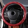 Tamas de volante Tamas de couro de 15 polegadas de couro redondo capa de carro respirável absorvendo anti-deslizamento estilo preto vermelho preto