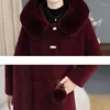 Women's Wool Mink Velvet Parka Coat Women's Fashion Size 66XL And Elderly Coats Women Autumn Winter Woolen Hooded Overcoat