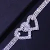 Ankelets mode hiphop rhinestone hjärtkubansk ankelarmband för kvinnor hjärtformade ut benen ankel kedja grossist fotsmycken