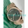 최고 등급 남성 시계 41mm 녹색 로마 다이얼 자동 운동 로즈 골드 풀 스테인리스 스틸 2813 기계식 손목 시계 선물