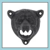 Openers 50Pcs/Lot Black Cast Iron Beer Opener Wall Mounted Durable Cute Bear Design For Home Drop Delivery Garden Kitchen Dining Bar Dhue3