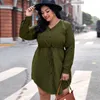 Large fashion solid button drawstring dress autumn women suit