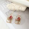 Fashion Dried Flower Earrings For Women Transparent Rectangle Dangle Earring Wedding Festival Party Girl Earring Jewelry Gifts