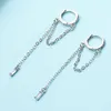 Boucles d'oreilles cerceau élégant couleur argent Long gland pour les femmes à la main cubique Zircon barre forme boucle d'oreille chaîne bijoux cadeau