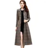 Damenwolle Damenmantel Hochwertige klassische lange Wollmäntel Weibliche Winteroberbekleidung Karierte koreanische Modekleidung
