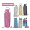 Бутылки для воды Bling Diamond Thermos Портативная блестящая бутылка Crossbody Термос из нержавеющей стали 350 мл 500 мл 750 мл 221018 Drop De Dh3Tu