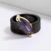 حلقات الكتلة Cizeva 2022 التصميم الأصلي للمجوهرات العرقية Marquise Amethyst Black Gold Ring for Women Wedding Party Punk Vintage