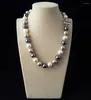 Chains Jewelry Rare Huge 12mm Genuine South Sea Black And White Shell Pearl Necklace Heart Clasp 18''