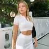 Women two-piece dress summer short-sleeved tops and half-length skirt set 10-color sexy cropped sweater shirt bag hip short miniskirt pure color stripe two piece sets
