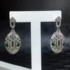 Luxury brand jewelry snake earrings for women fashion design animal 925 sterling silver silver color drop snake earrings with green eyes