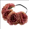 Decorative Flowers Wreaths Wholesale Female Rose Headband Wreath Hair Bows Women Bohemia Seaside Flower Crown Wedding Headdress Dh Dhznv