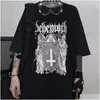 T-shirt da donna Qweek Goth Harajuku Tshirt Emo Style Mall Tops Estate Punk Rock Gothic Graphic T-shirt Streetwear Abbigliamento nero 210 Dhz8A