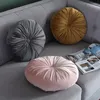 Cuscino 35 cm olandese in pile velluto pieghettato rotondo sedile pouf tiro divano decorazioni per la casa nordico Cojin Redondo Salon Coussin