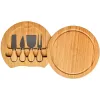 Bamboo Kitchen Tools Cheese Board and Knife Set Round Charcuterie Boards Swivel Meat Platter Holiday Housewarming Gift FY2966