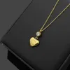 Luxus herzf￶rmige Einzeldiamantgold-Halskette Designer Pfirsich Herz Ohrringe Paar Weihnachtsgeschenk mit originaler Samtbeutel und Box223g