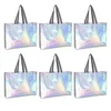 Geschenkwikkeling Tas TOTE HERUUBABLE PARTY Holographic Iridescent Shopping Candy Wikkeling Niet gewevenpakketten Silver Pouch Favor Treat