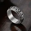 Retro Stainless Steel Six-character Mantra Rings Band Rotatable Ring for Men Women Fashion Fine Jewelry