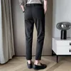 Мужские костюмы Мужская мода 2023 Тенденция повседневных брюк Серый/черный цвет Шелк льда Высокая уличная одежда Формальные брюки Офисный бизнес