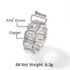 Hip Hop Icened Band Bling Bling Cubic Zirconia Diamond Rings for Momen Homens Hiphop Fashion Jóias finas